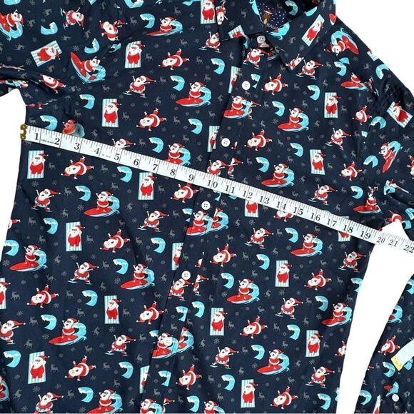 Simon Banks Christmas Holiday Santa Button Up Mens Long Sleeve Shirt Size SM NWT - Picture 8 of 9